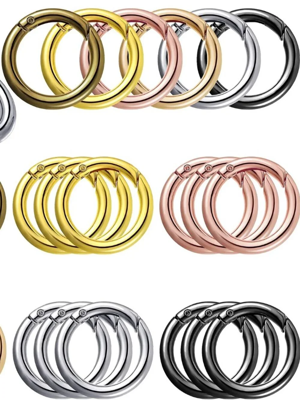 18 Pcs Spring O Rings Alloy Round Clips Circle Trigger Spring O Ring 35mm Snap